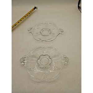 Duncan & Miller Canterbury Handled Sandwich Plate / Platter Clear Glass 11" X 2